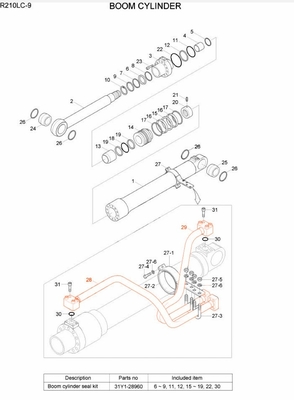 Hydraulische graafmachine pijpleidingen Middelarmpijpleiding Olie-inlaatbuis Voor Hyundai R210 R215