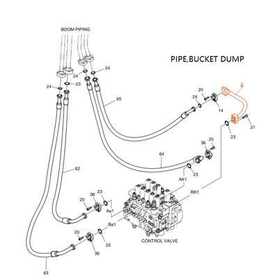 Hoge werkzaamheden Hydraulische graafmachine Pipelines Distributeur Bucket Pipe En Return Pipe