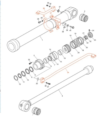 DX190-3B DX200-3B Graafmachines Buitengroepen Hydraulische distributiepijpen