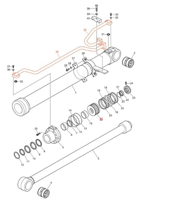 DX190-3B DX200-3B Graafmachines Buitengroepen Hydraulische distributiepijpen