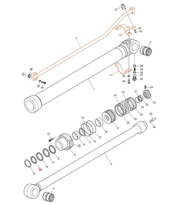 DX190-3B DX200-3B Graafmachines Buitengroepen Hydraulische distributiepijpen