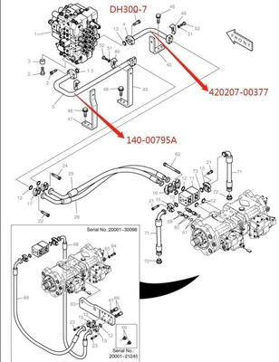 DH300LC-7 Hydraulisch systeem Distributeur Middelarmpijp voor graafmachine