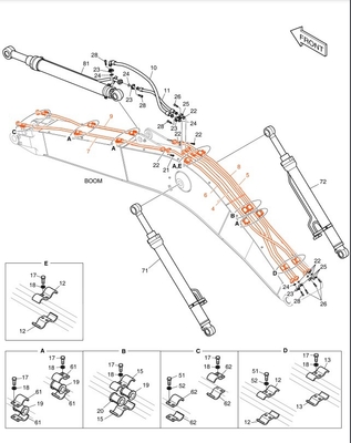 Nieuw ontworpen DX200A Hydraulisch systeem distributeur boom buis voor graafmachine ijzerpijp