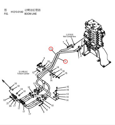 Economisch PC200 Hydraulisch distributie-systeem boombuis voor graafmachine olie-inlaatbuis