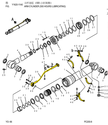 PC200-8MO Hydraulisch systeem distributeur Bucket Pipe en Return Pipe voor graafmachine Iron Pipe
