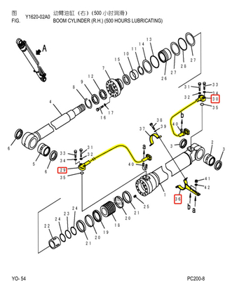 PC200-8MO Hydraulisch systeem distributeur Bucket Pipe en Return Pipe voor graafmachine Iron Pipe