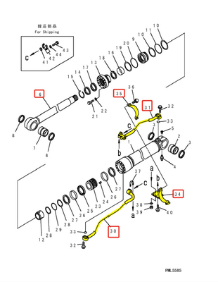 PC360 PC300 Hydraulisch distributie-systeem boombuis en retourbuis voor graafmachine ijzerbuis