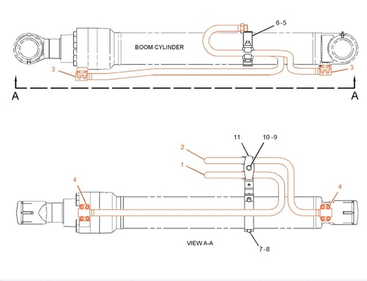 320D Kattengraver Hydraulische cilinderpijp 222-0126 247-8869 Voor boompijp